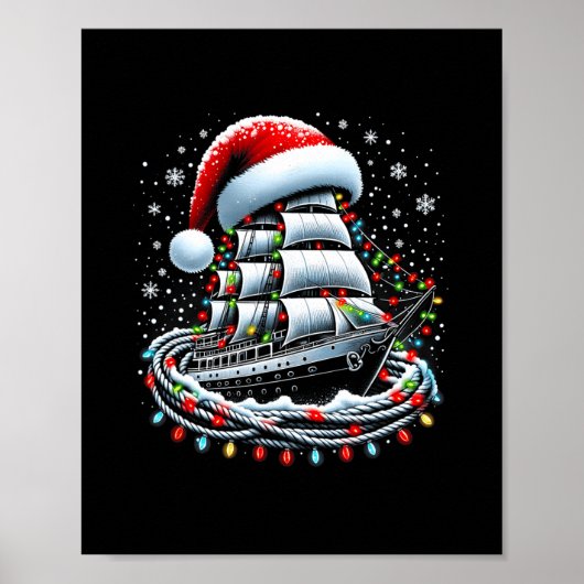Christmas Boating Sailing Cruise Boat Surrounded B Poster (Vorne)