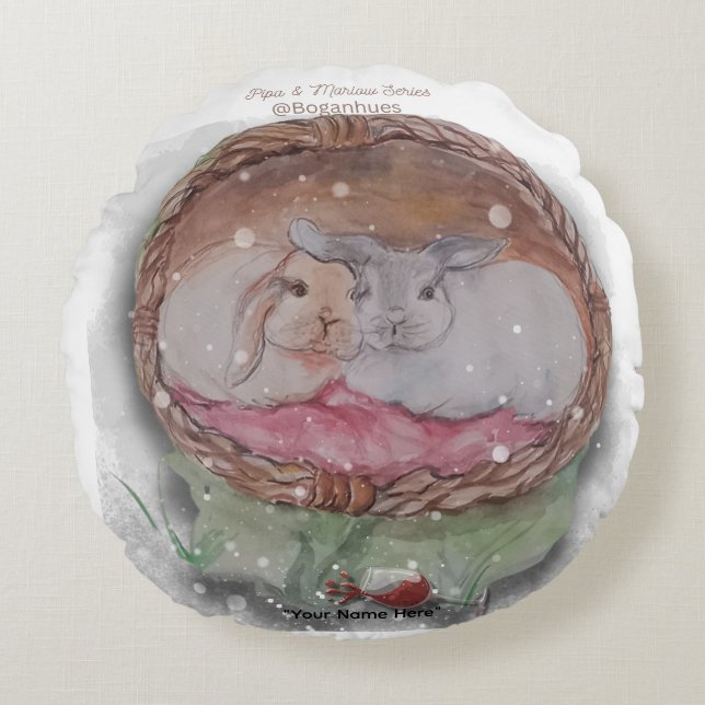 Christmas Boganhues "Pipa & Marlow" print Rundes Kissen (Vorderseite)