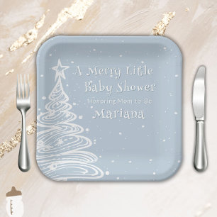 Christmas Boho Blue Boy Baby Dusche Pappteller