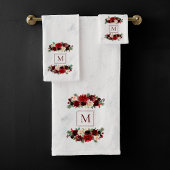 Christmas Boho Chic Floral Branch Marble Monogram Badhandtuch Set