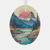 Christmas Boho Glacier Nationalpark Engage Couple Ornament Aus Glas (Vorderseite Rechts)