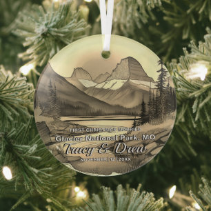 Christmas Boho Glacier Nationalpark Sepia Verheira Ornament Aus Glas