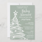Christmas Boho Green Gender Neutral Baby Shower Einladung (Vorderseite)