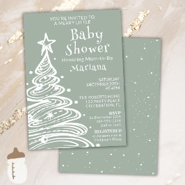 Christmas Boho Green Gender Neutral Baby Shower Einladung