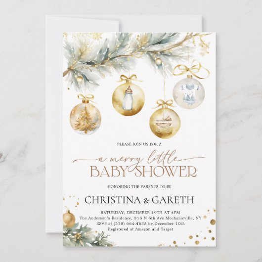 Christmas Boho Merry Little Baby Shower Einladung (Vorderseite)
