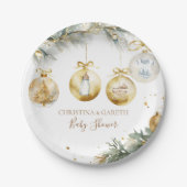 Christmas Boho Merry Little Baby Shower Pappteller (Vorderseite)