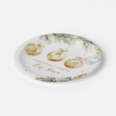 Christmas Boho Merry Little Baby Shower Pappteller (Schrägansicht)