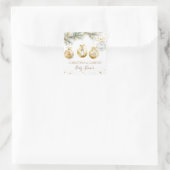 Christmas Boho Merry Little Baby Shower Quadratischer Aufkleber (Tasche)