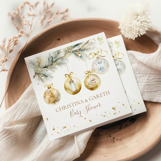 Christmas Boho Merry Little Baby Shower Serviette