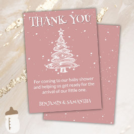 Christmas Boho Pink Girl Baby Dusche Danke Einladung