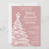 Christmas Boho Pink Girl Baby Dusche Einladung (Vorderseite)