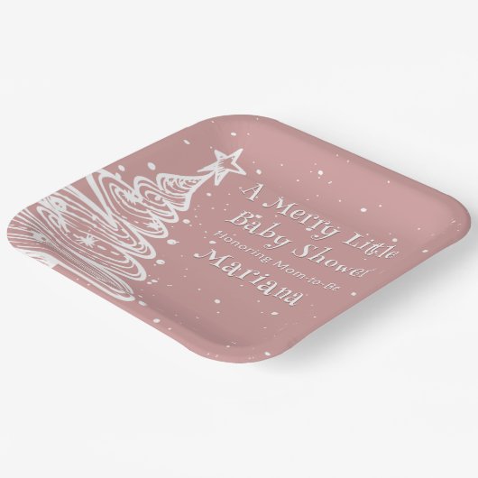 Christmas Boho Pink Girl Baby Dusche Pappteller (Gewinkelt)