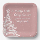 Christmas Boho Pink Girl Baby Dusche Pappteller (Vorderseite)