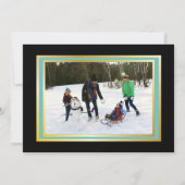 Christmas Bokeh Fairy Light Cool Gold Family Foto Einladung (Rückseite)