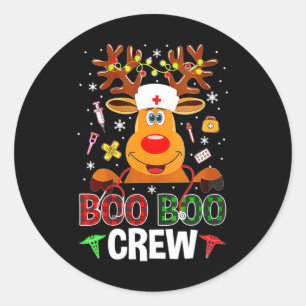 Christmas Boo Boo Crew Reindeer Nurse Buffalo Runder Aufkleber