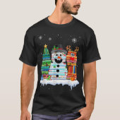 Christmas Book Lover Snowman Design T-Shirt (Vorderseite)