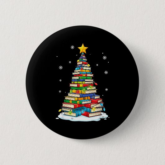 Christmas Book Tree Funny Librarians Books Lover Button (Vorderseite)