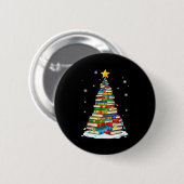 Christmas Book Tree Funny Librarians Books Lover Button (Vorne & Hinten)