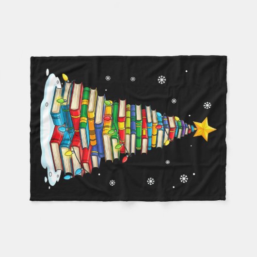 Christmas Book Tree Funny Librarians Books Lover Fleecedecke (Vorderseite (Horizontal))