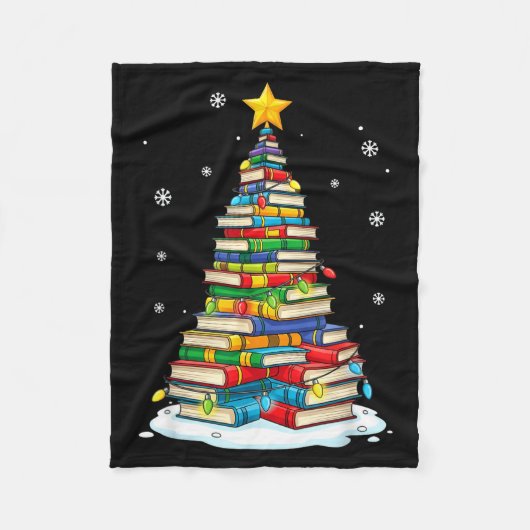 Christmas Book Tree Funny Librarians Books Lover  Fleecedecke (Vorderseite)