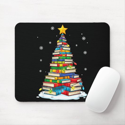 Christmas Book Tree Funny Librarians Books Lover Mousepad (Mit Mouse)