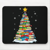 Christmas Book Tree Funny Librarians Books Lover Mousepad (Vorne)