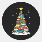 Christmas Book Tree Funny Librarians Books Lover Runder Aufkleber (Vorderseite)