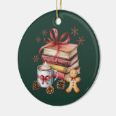 Christmas Books Gingerbread Books Cocoa Bookish Keramik Ornament (Links)