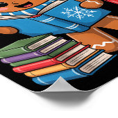 Christmas Bookworm Gingerbread Reading Books Funny Poster (Ecke)
