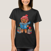 Christmas Bookworm Gingerbread Reading Books Funny T-Shirt (Vorderseite)