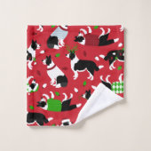 Christmas Border Collie Badhandtuch Set (Waschlappen)