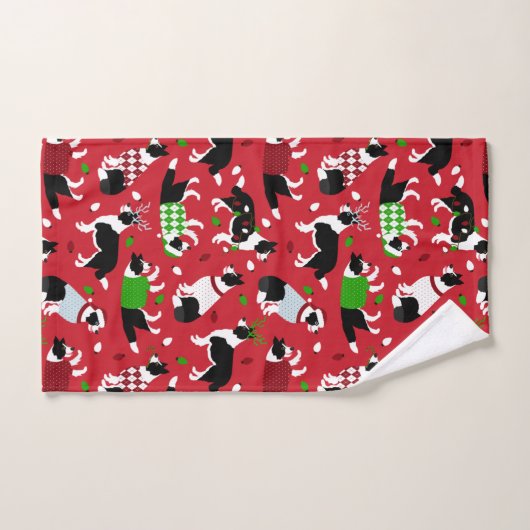 Christmas Border Collie Badhandtuch Set (Handtuch)