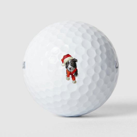 Christmas Border Collie dog Golfball (Vorderseite)