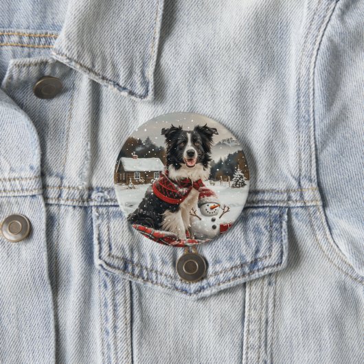 Christmas Border Collie Dog Snowman Button (Beispiel)