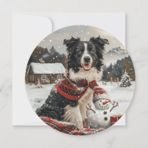 Christmas Border Collie Dog Snowman Feiertagskarte