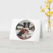 Christmas Border Collie Dog Snowman Karte (Gelbe Blume)