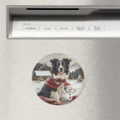 Christmas Border Collie Dog Snowman Magnet (In Situ (Geschirrspüler))