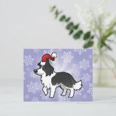 Christmas Border Collie Feiertagspostkarte (Stehend Vorderseite)