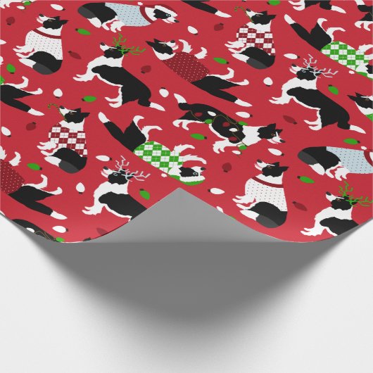Christmas Border Collie Geschenkpapier (Ecke)