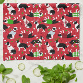 Christmas Border Collie Geschirrtuch (Gefaltet)