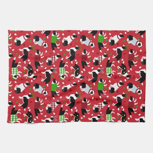 Christmas Border Collie Geschirrtuch (Horizontal)