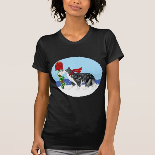 Christmas Border Collie Mail T-Shirt (Vorderseite)