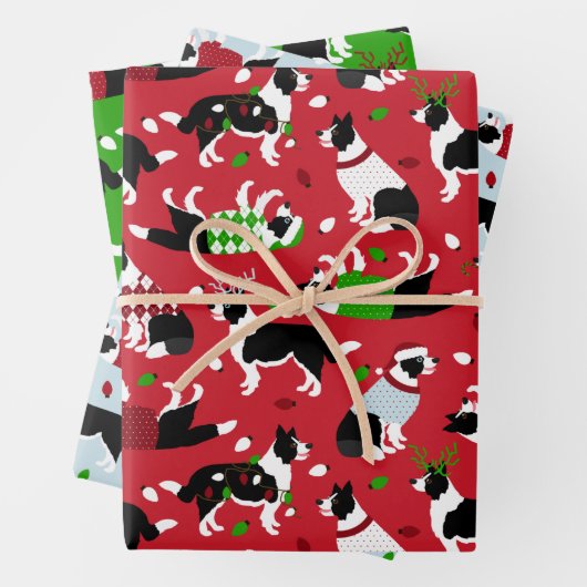 Christmas Border Collie Throw Kissen Geschenkpapier Set (Beispiel)