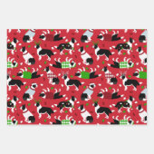 Christmas Border Collie Throw Kissen Geschenkpapier Set (Vorderseite)