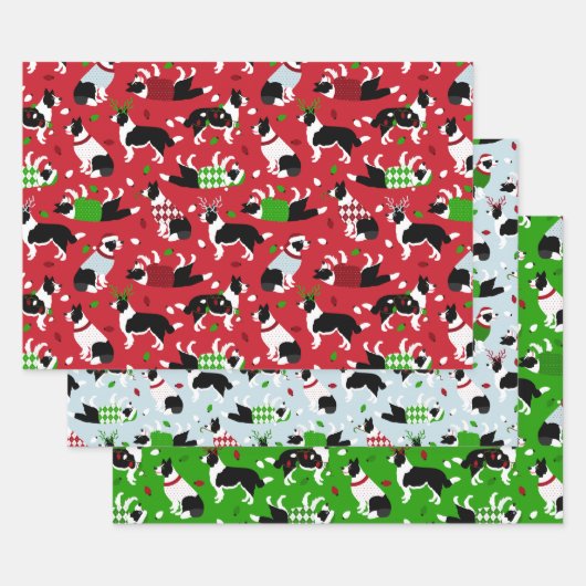 Christmas Border Collie Throw Kissen Geschenkpapier Set (Set)