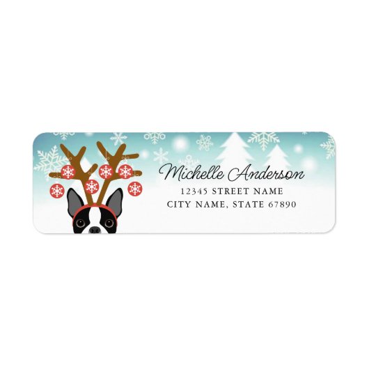 Christmas Boston Terrier Address Labels (Vorne)