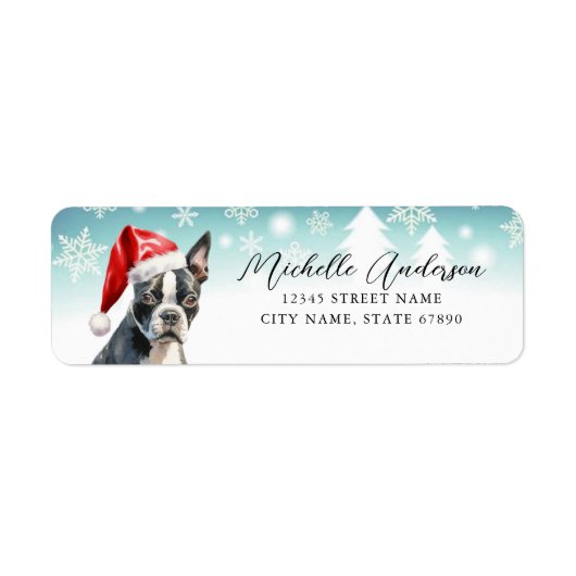 Christmas Boston Terrier Address Labels (Vorne)