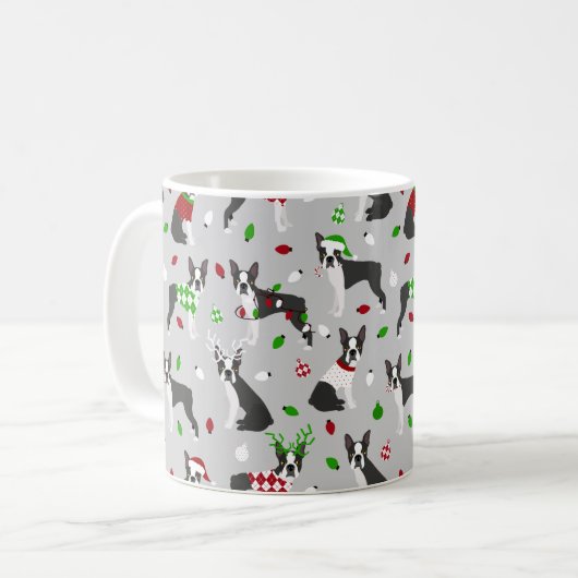 Christmas Boston Terrier Coffee Tasse (Vorderseite Links)