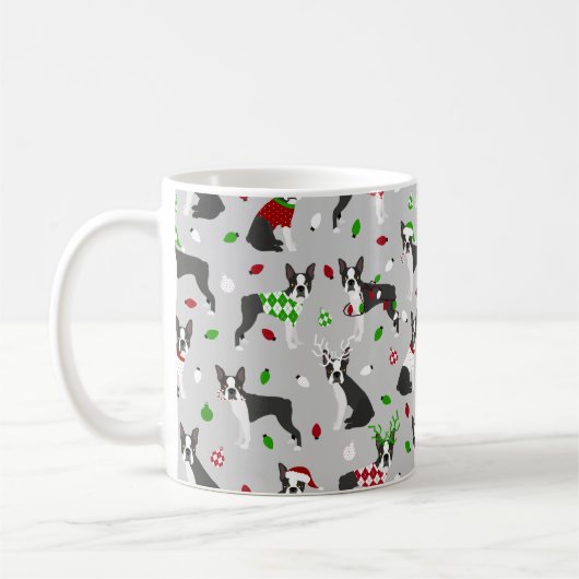 Christmas Boston Terrier Coffee Tasse (Links)