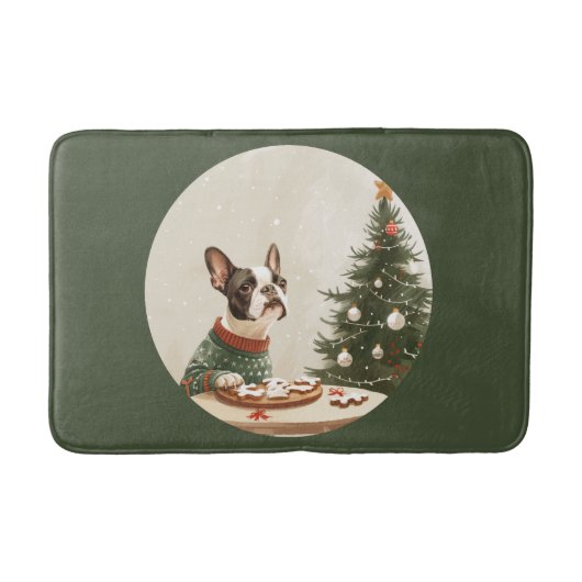 Christmas Boston Terrier Dog Badematte (Vorderseite)
